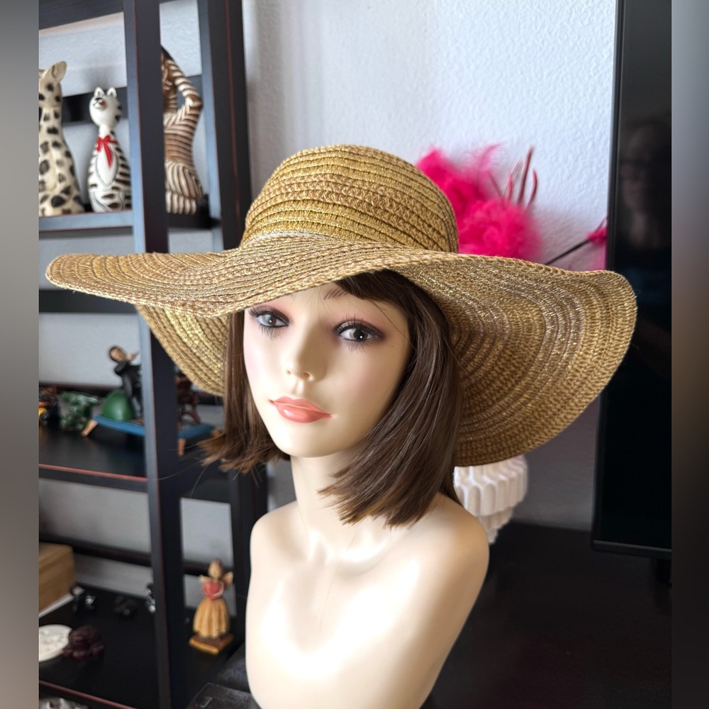 August Hat Co Gold Striped Wide-Brimmed Sun Hat